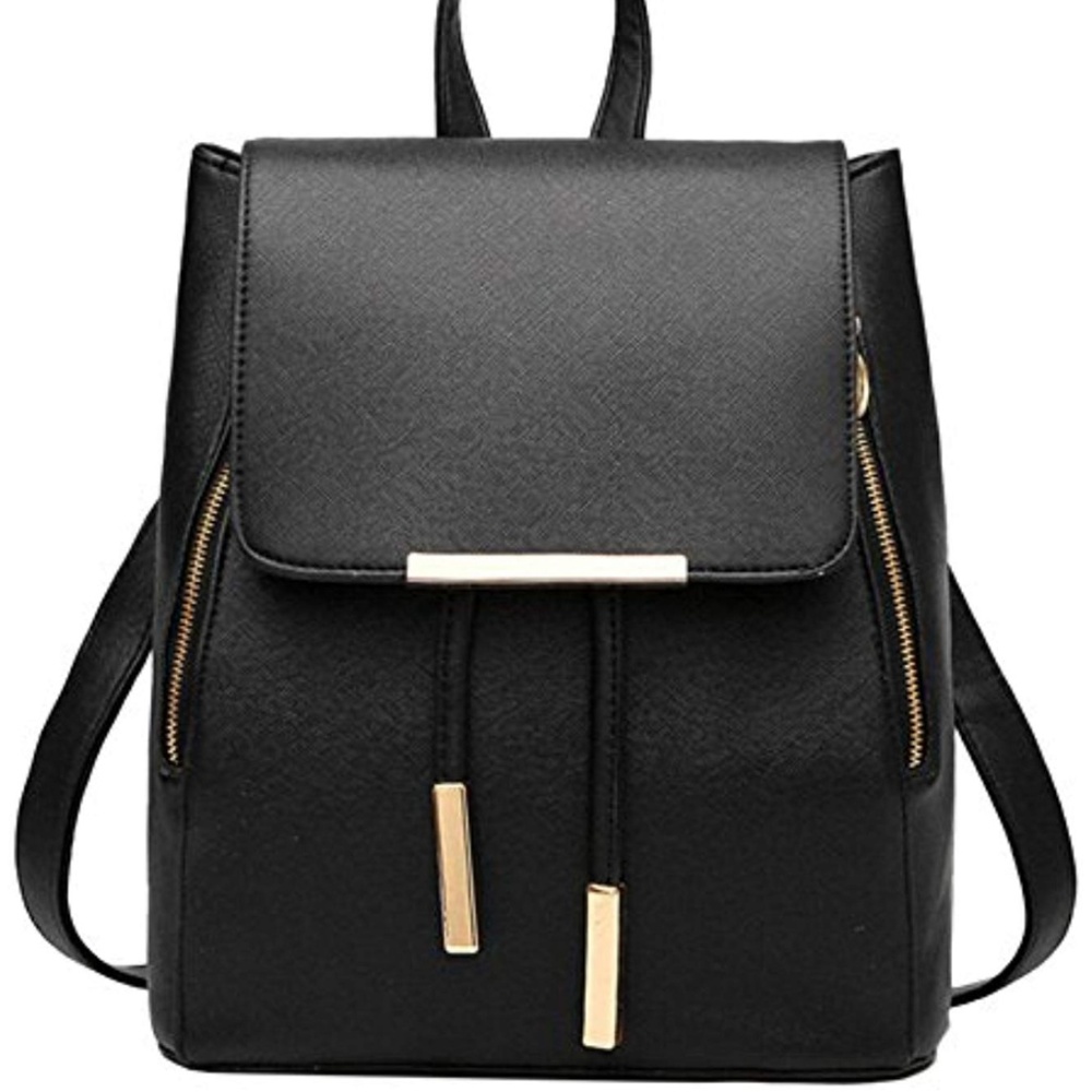 Black Leather Mini Backpack